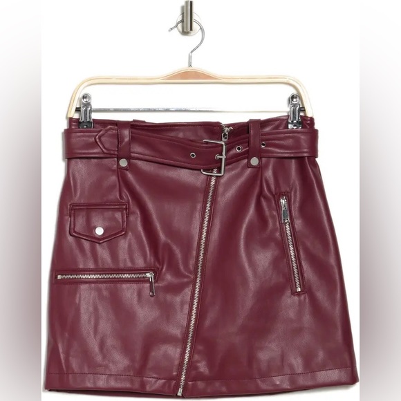 $150 7 For All Mankind Size M Faux Leather Moto Mini Skirt NWT - Picture 4 of 6